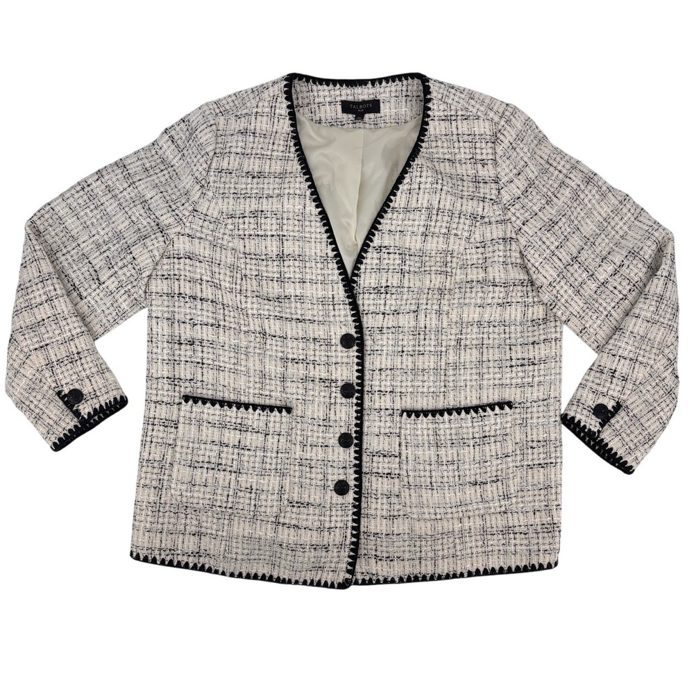 Talbots Black and White Tweed Blazer
